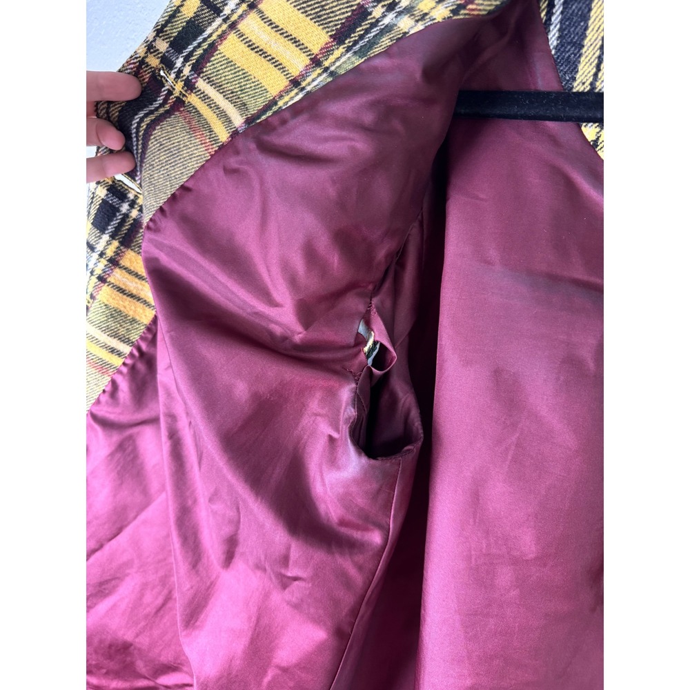 Sundance Size XL Yellow Plaid Wool Blend Button Up Swing Jacket Artsy Grandma - Picture 7 of 8